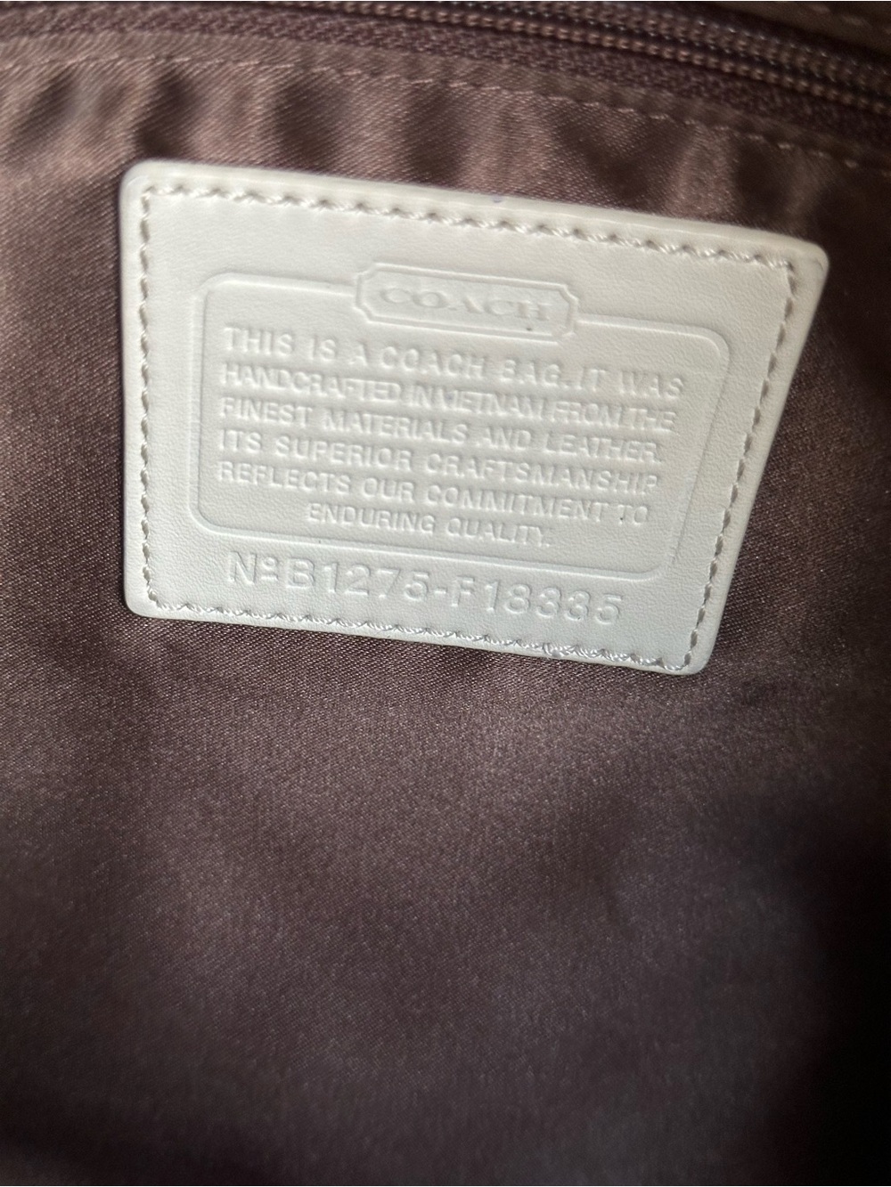 Beige Patterned Tote Bag with Leather Trim - Picture 4 of 4